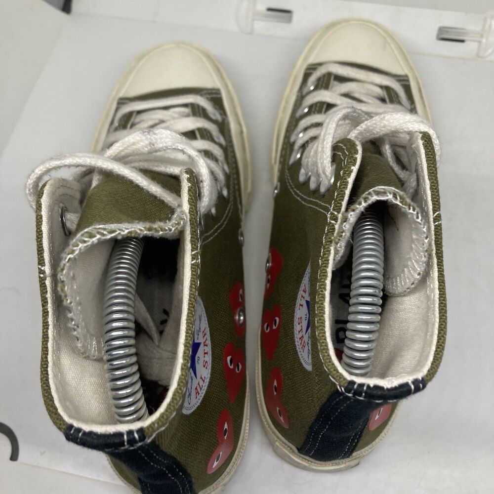 Converse Comme des GarconsWomens 5 PLAY Chuck Taylor High Top Olive Hearts - Picture 9 of 10